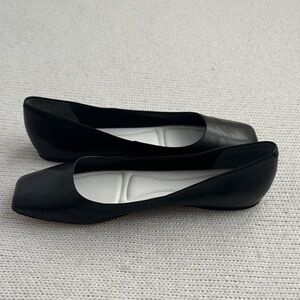 Franco Sarto Leather Square Toe Flats Black Size 8.5